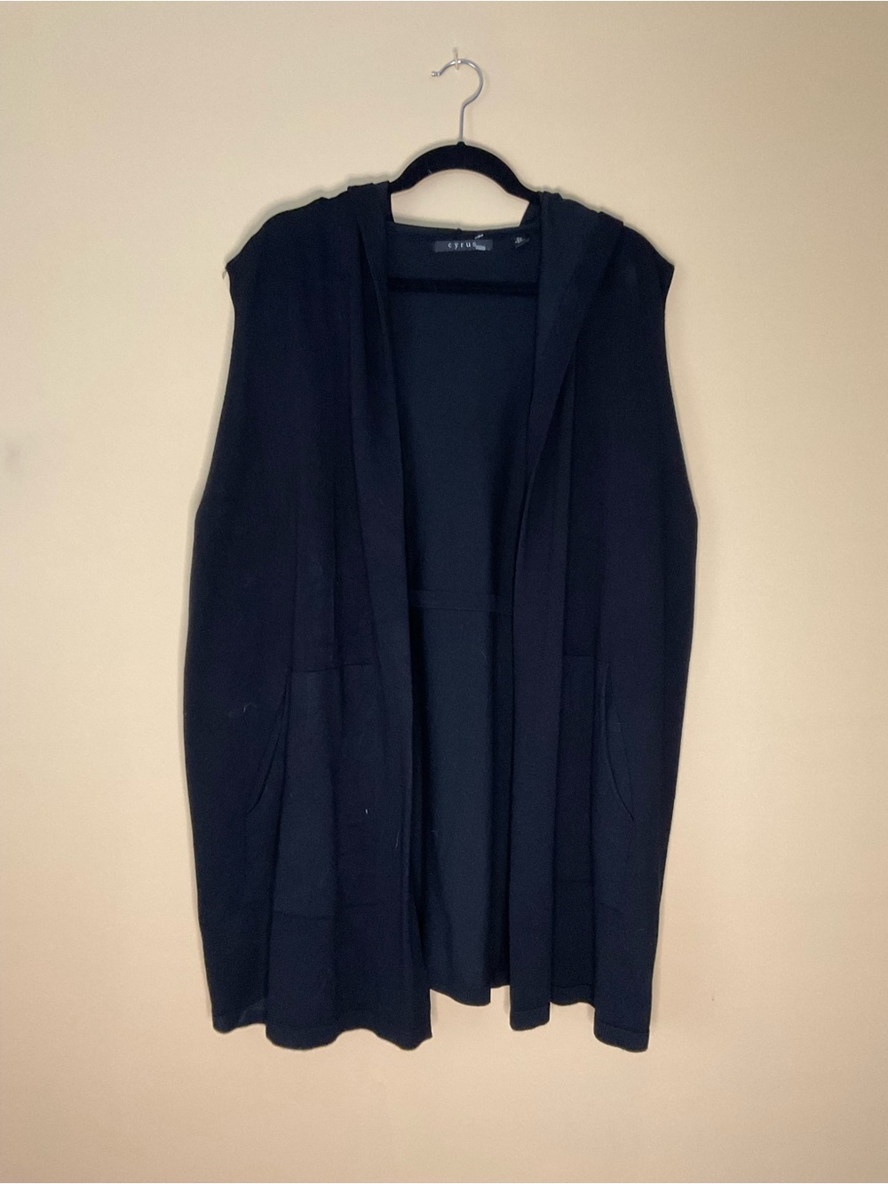 Cyrus Black Open-Front Hooded Sweater Cardigan